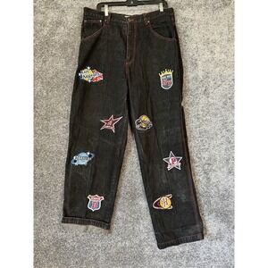 Vtg Platinum Nova Baggy Wide Y2K Jeans Mens 36X32 All Stars Fubu Patches Hiphip